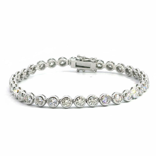 14K Solid Gold Bezel-Set Diamond Tennis Bracelet – 5.40ct