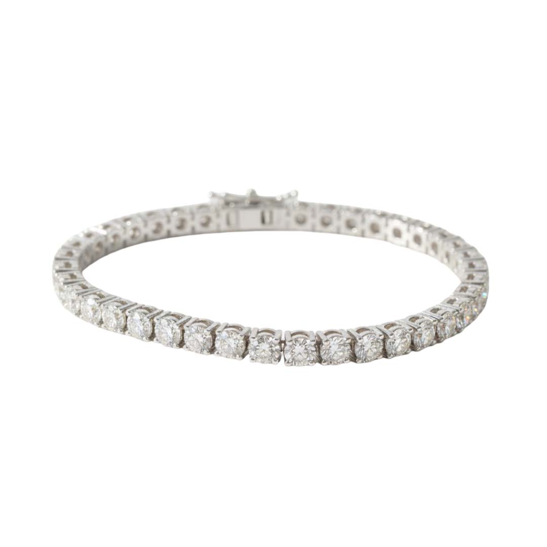 Radiant Brilliance: 10.00ct Round Brilliant Diamond Tennis Bracelet in 14K White Gold
