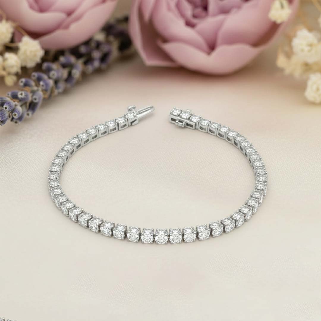 14K White Gold 7.00ct Natural Diamond Tennis Bracelet