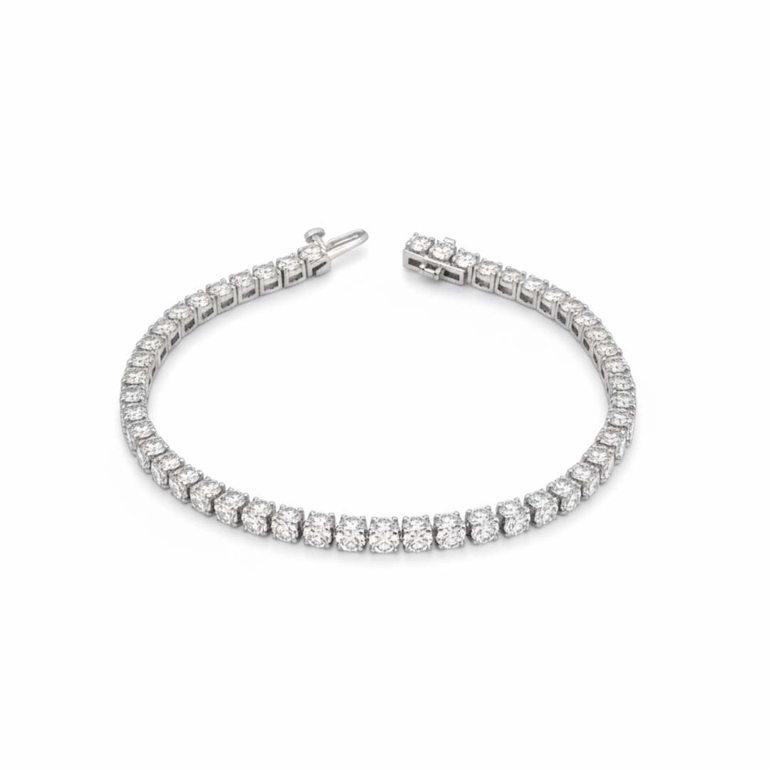 14K White Gold 7.00ct Natural Diamond Tennis Bracelet