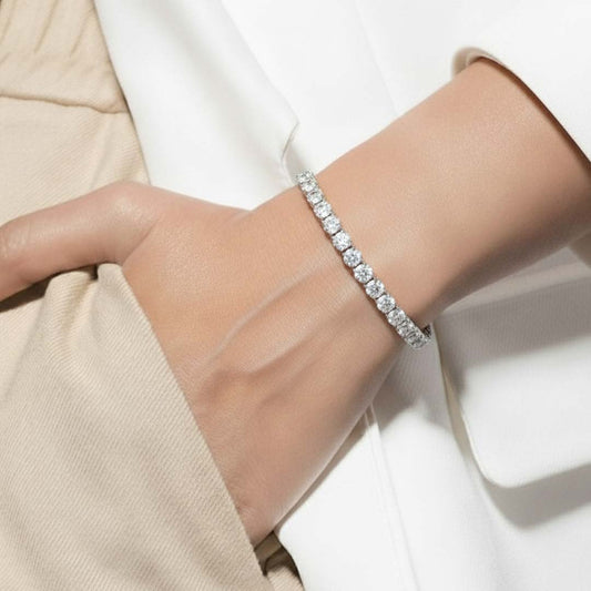 Timeless Elegance: 8.00 Carat Natural Diamond Tennis Bracelet in 14K White Gold