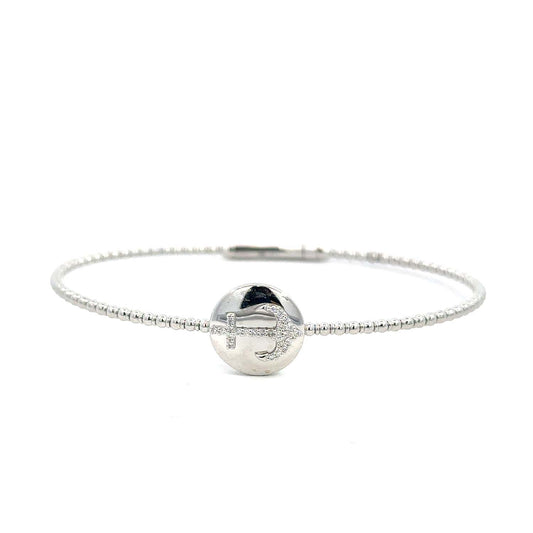 14KT Gold Diamond Flexible Bangle (0.10 CTW) – Anchor-Inspired Center Design