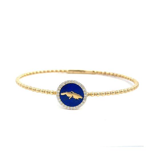 Stunning 14KT Gold Flexible Bangle with 0.23 Carat of Sparkling Diamonds