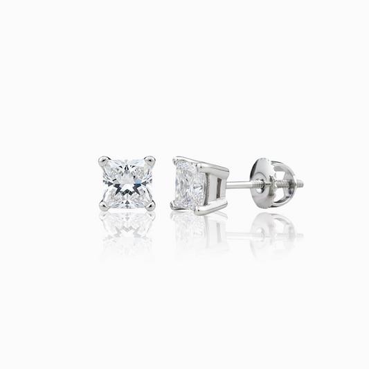 14K Gold 3.02CT GIA Princess-Cut Diamond Stud Earrings  VS1/VS2 K