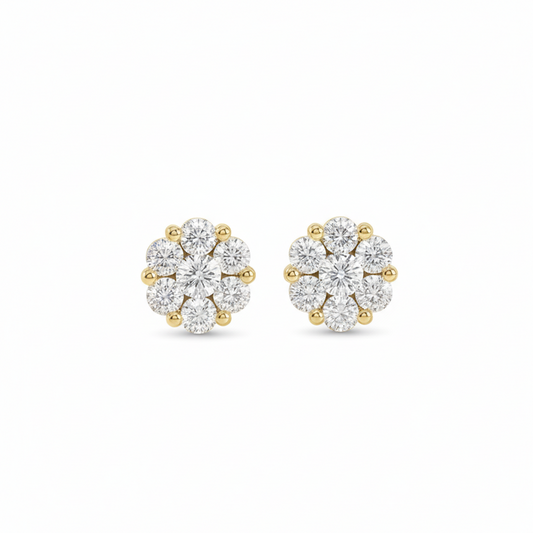 ✨ Diamond Flower Stud Earrings – 14KT Yellow Gold (0.25 CT) ✨