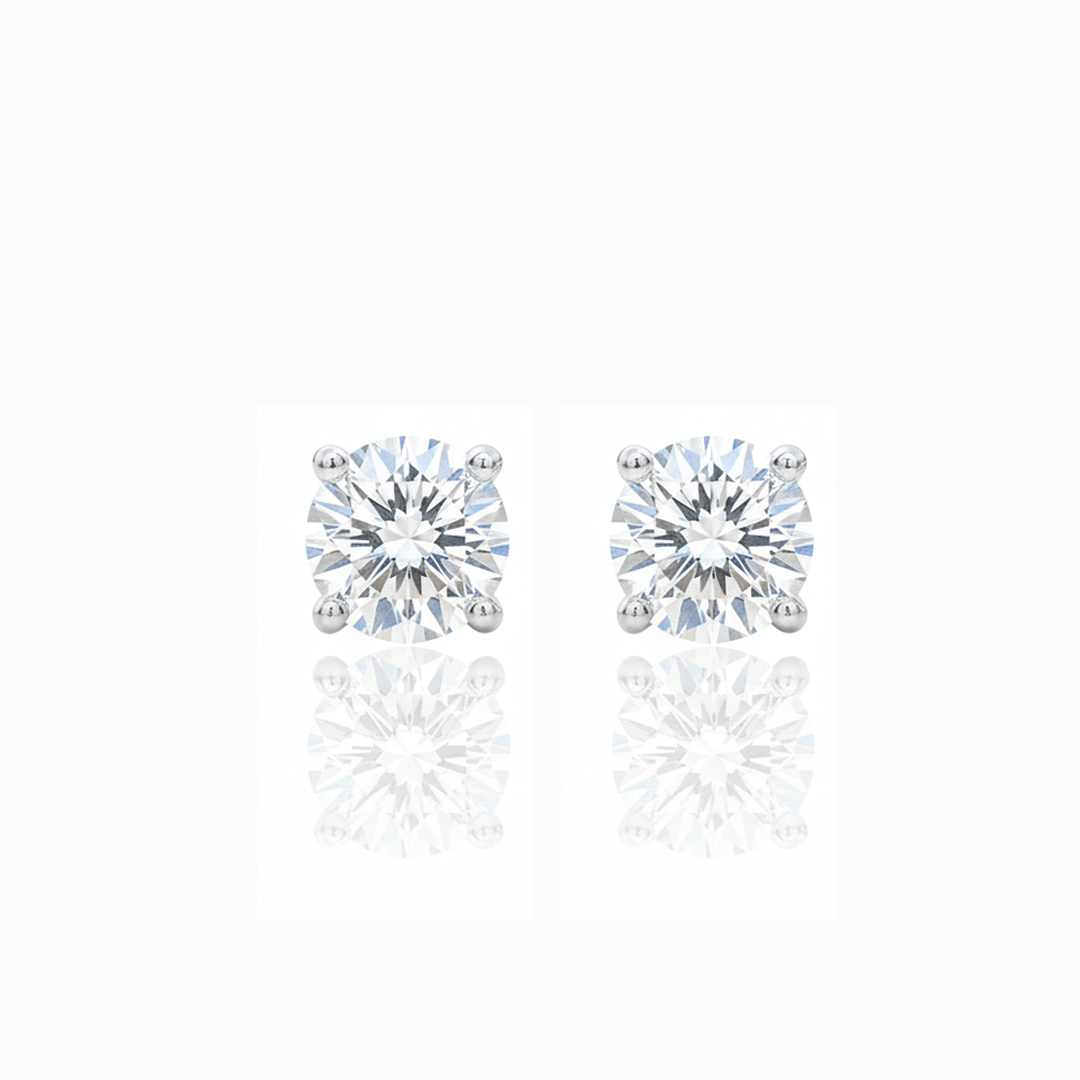 14K White Gold 2.35CT SI1 Near-Colorless Diamond Stud Earrings  Screw Back