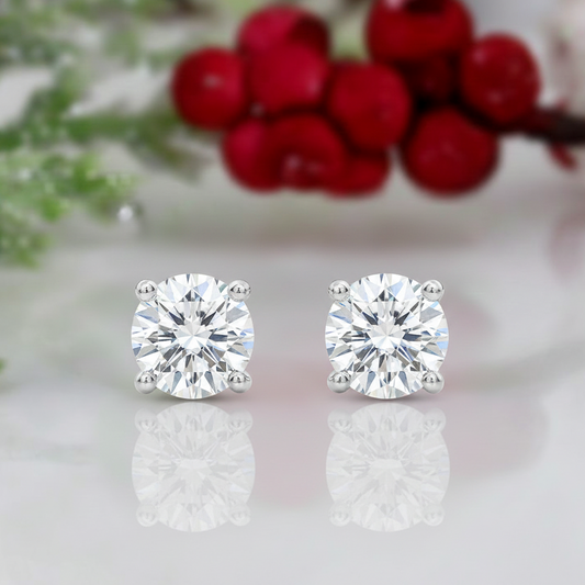 14K White Gold 2.35CT SI1 Near-Colorless Diamond Stud Earrings  Screw Back
