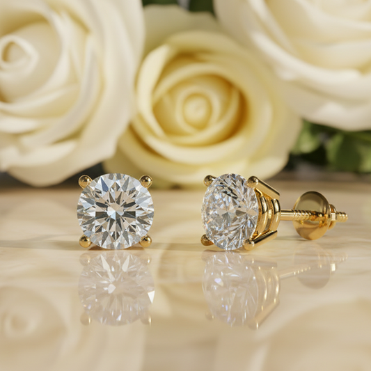 14K Yellow Gold 2.04CT Diamond Stud Earrings