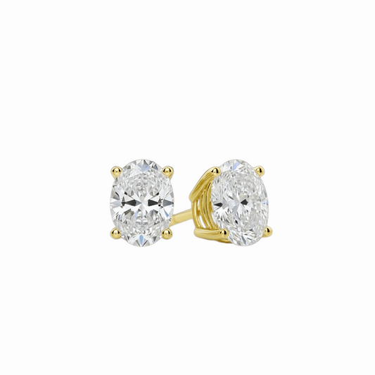 14K Yellow Gold 1.47CT Oval Diamond Stud Earrings
