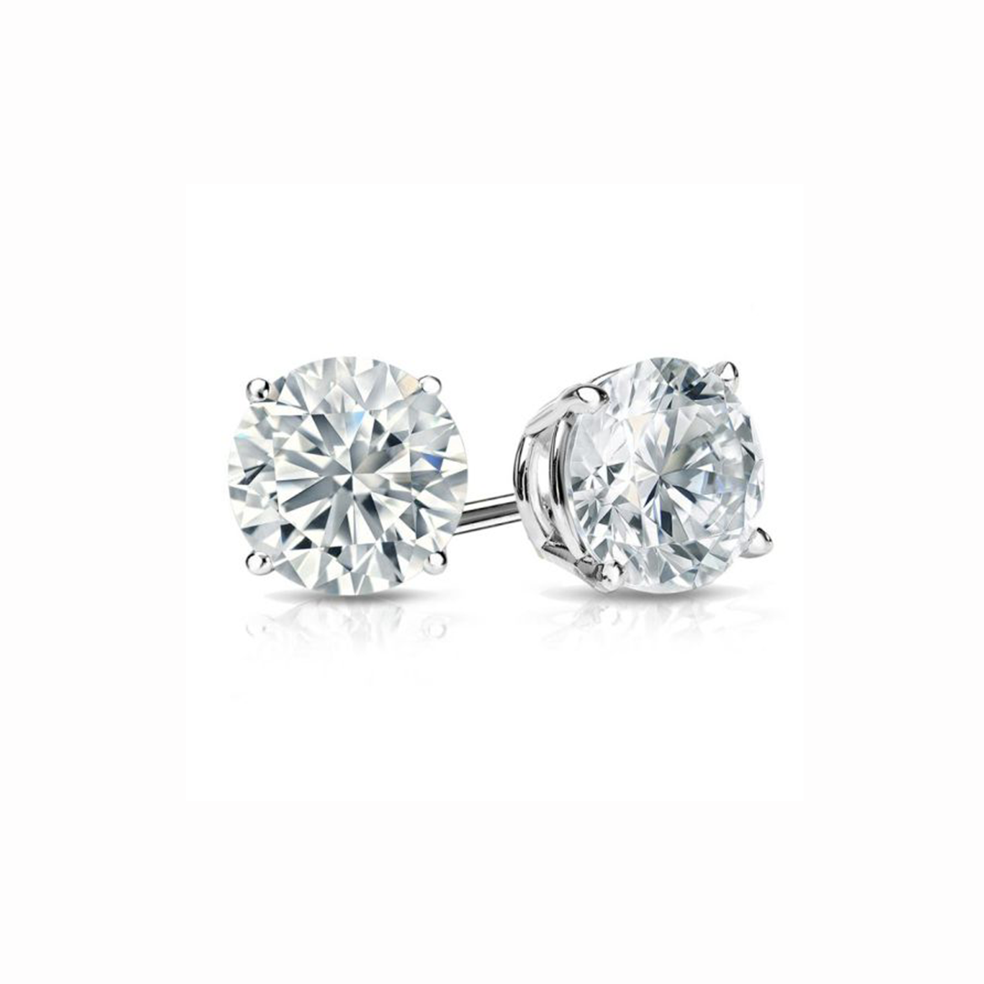 14K White Gold 8.07CT IGI Certified Diamond Stud Earrings (F/H Color)