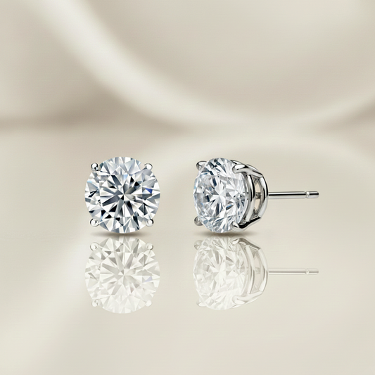 14K White Gold 8.07CT IGI Certified Diamond Stud Earrings (F/H Color)