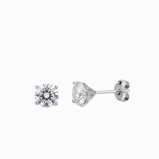 14K White Gold 4.30CT IGI-Certified Diamond Studs  Martini Setting