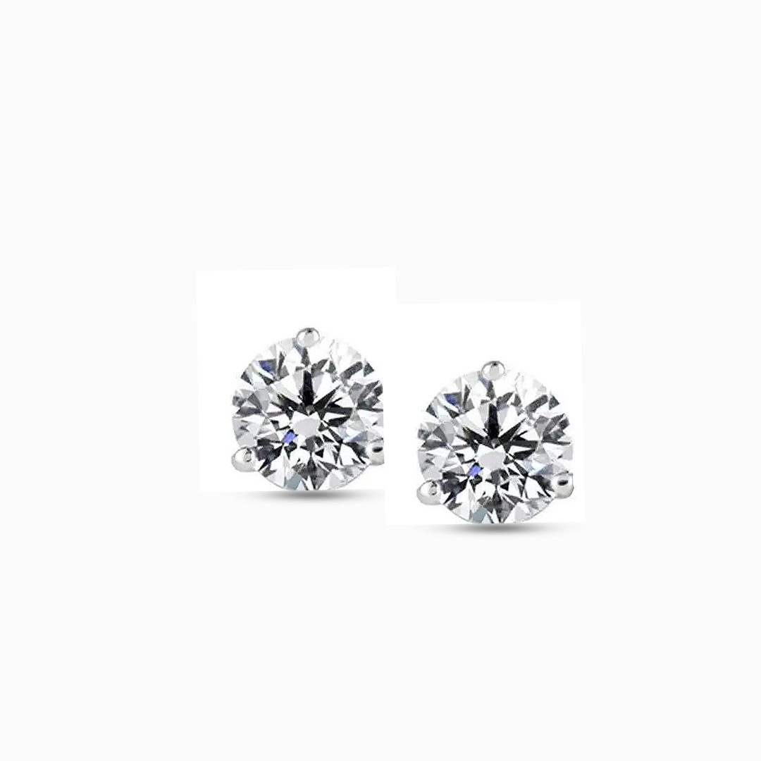 14K White Gold 3.45CT IGI-Certified Martini Diamond Stud Earrings