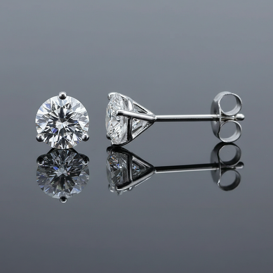 14K White Gold 3.45CT IGI-Certified Martini Diamond Stud Earrings
