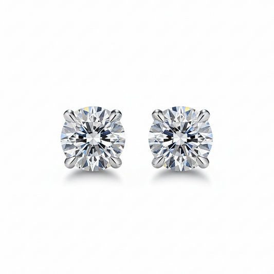 14K White Gold 3.44CT IGI-Certified Diamond Stud Earrings  Four Prong