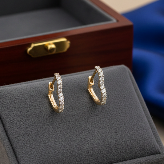 ✨ Dainty Diamond Huggies  14KT Yellow Gold (0.17 CTS) ✨