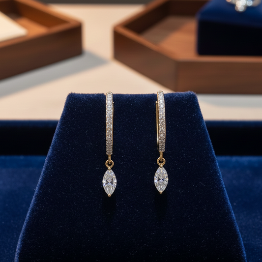 14KT YG Diamond Hoop Drops  0.29 Carats