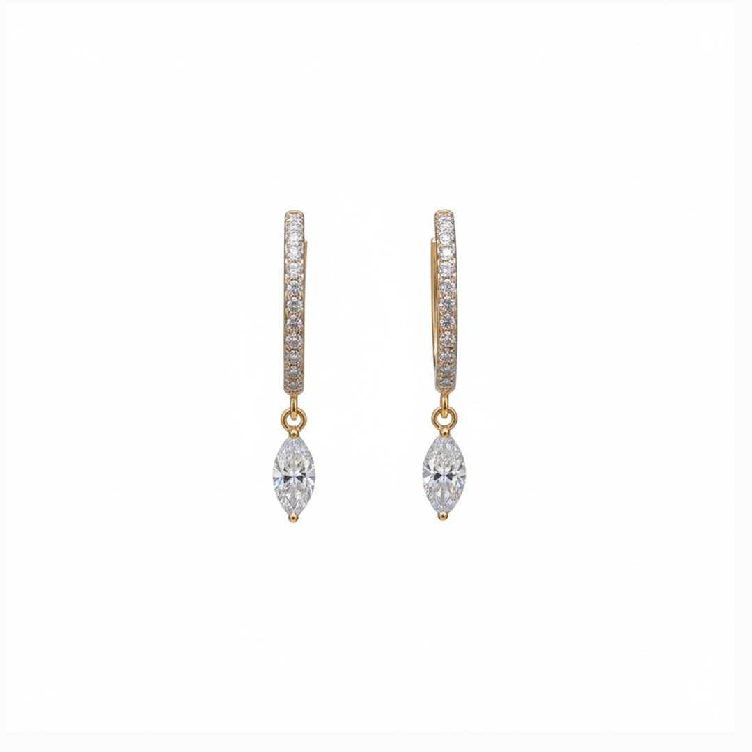 14KT YG Diamond Hoop Drops  0.29 Carats