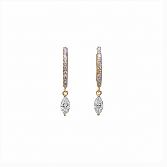 14KT YG Diamond Hoop Drops  0.29 Carats