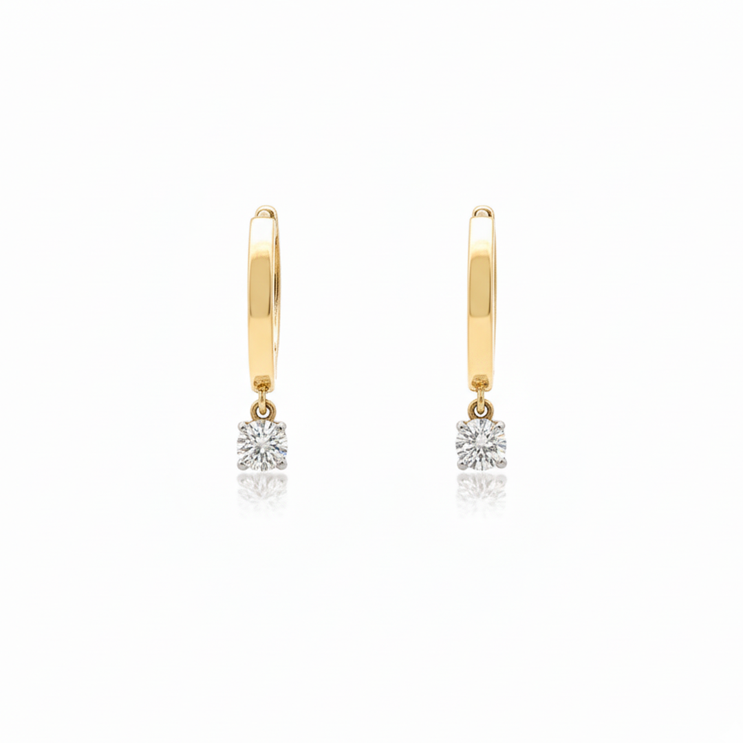 ✨ Diamond Drop Earrings – 14KT Yellow Gold (0.19 CTS) ✨