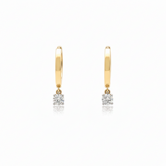 ✨ Diamond Drop Earrings – 14KT Yellow Gold (0.19 CTS) ✨