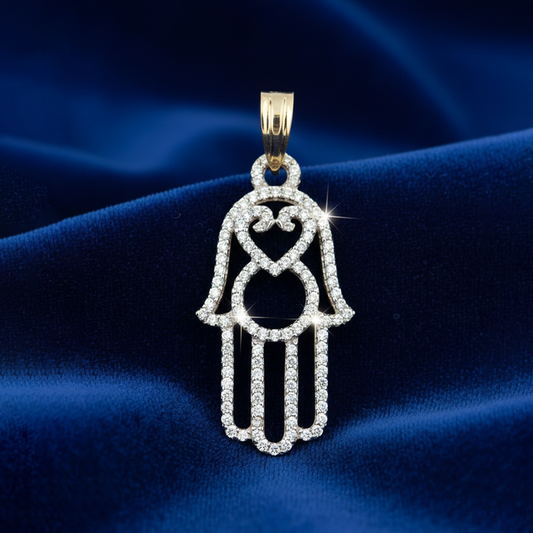 Diamond Hamsa Hand Pendant – 14K Yellow Gold (0.40 Carats)
