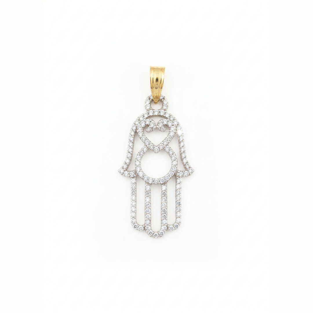 Diamond Hamsa Hand Pendant – 14K Yellow Gold (0.40 Carats)