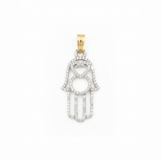 Diamond Hamsa Hand Pendant – 14K Yellow Gold (0.40 Carats)