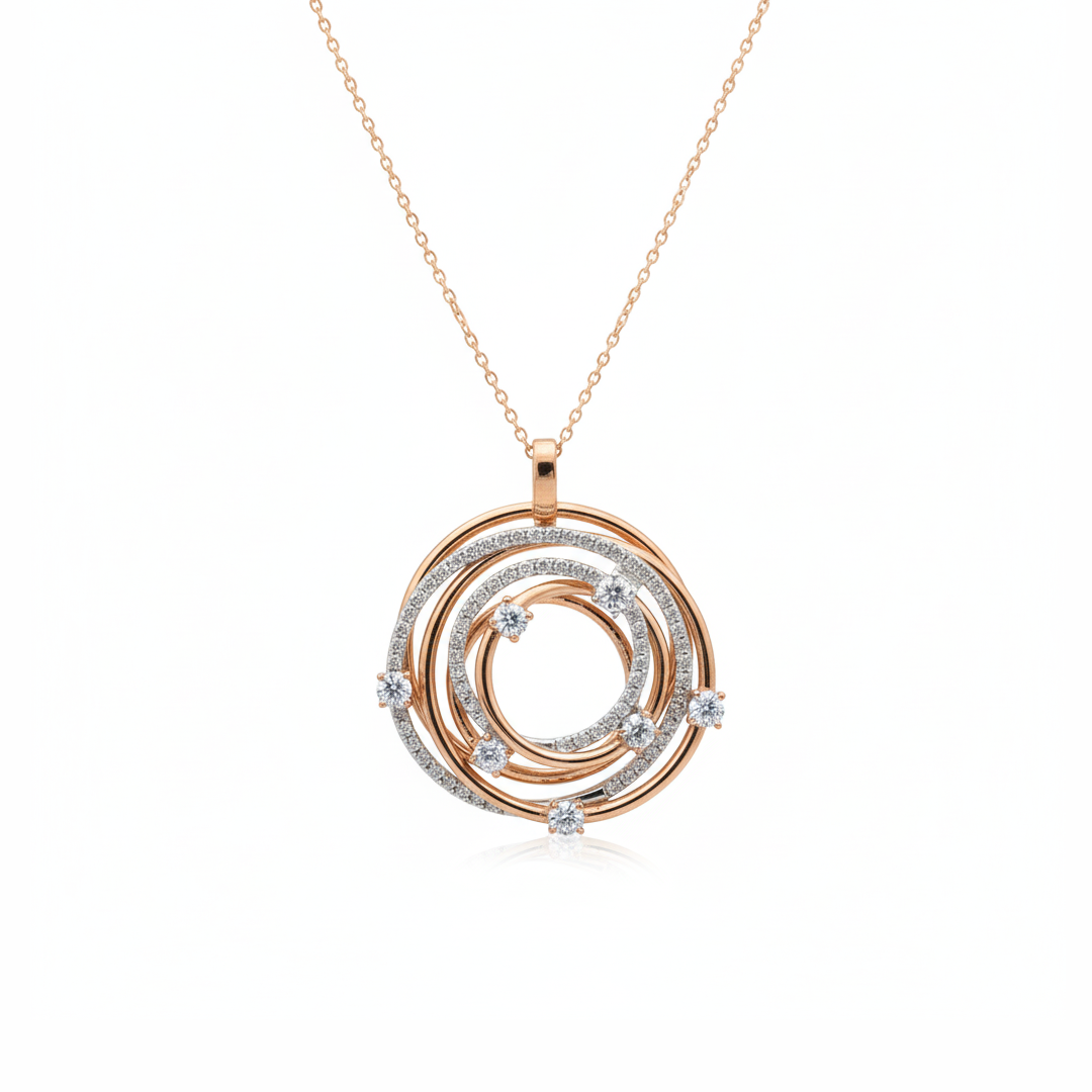 Tri-Color Interlocking Circle Diamond Pendant (2.00CT)