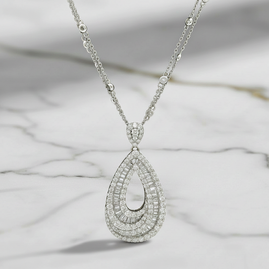 Elegant 1.81CT Pear-Shaped Diamond Pendant – 14KT White Gold