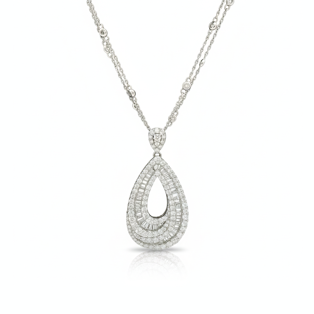 Elegant 1.81CT Pear-Shaped Diamond Pendant – 14KT White Gold