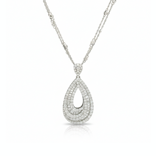 Elegant 1.81CT Pear-Shaped Diamond Pendant – 14KT White Gold