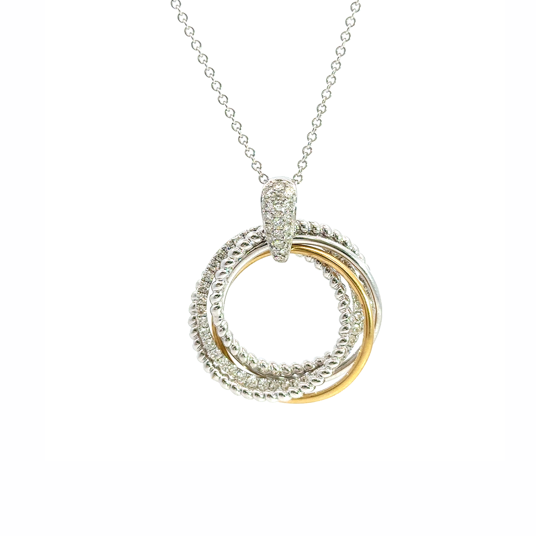Two-Tone Round Diamond Pendant with Pavé Bail – 2.00CT