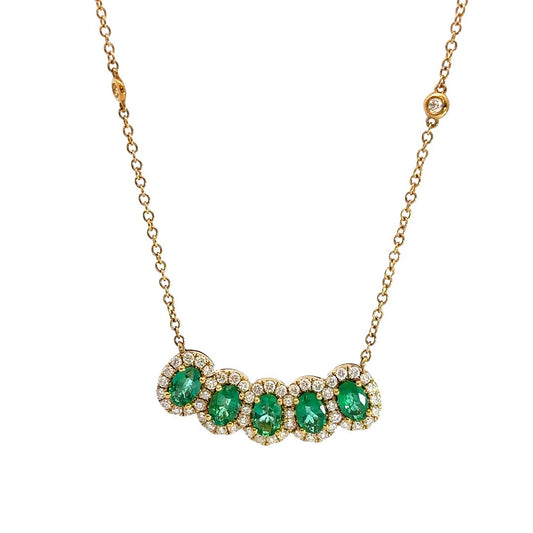Emerald and Diamond Necklace in 18KT Yellow Gold – 1.90CT Emeralds, 1.02CT Diamonds