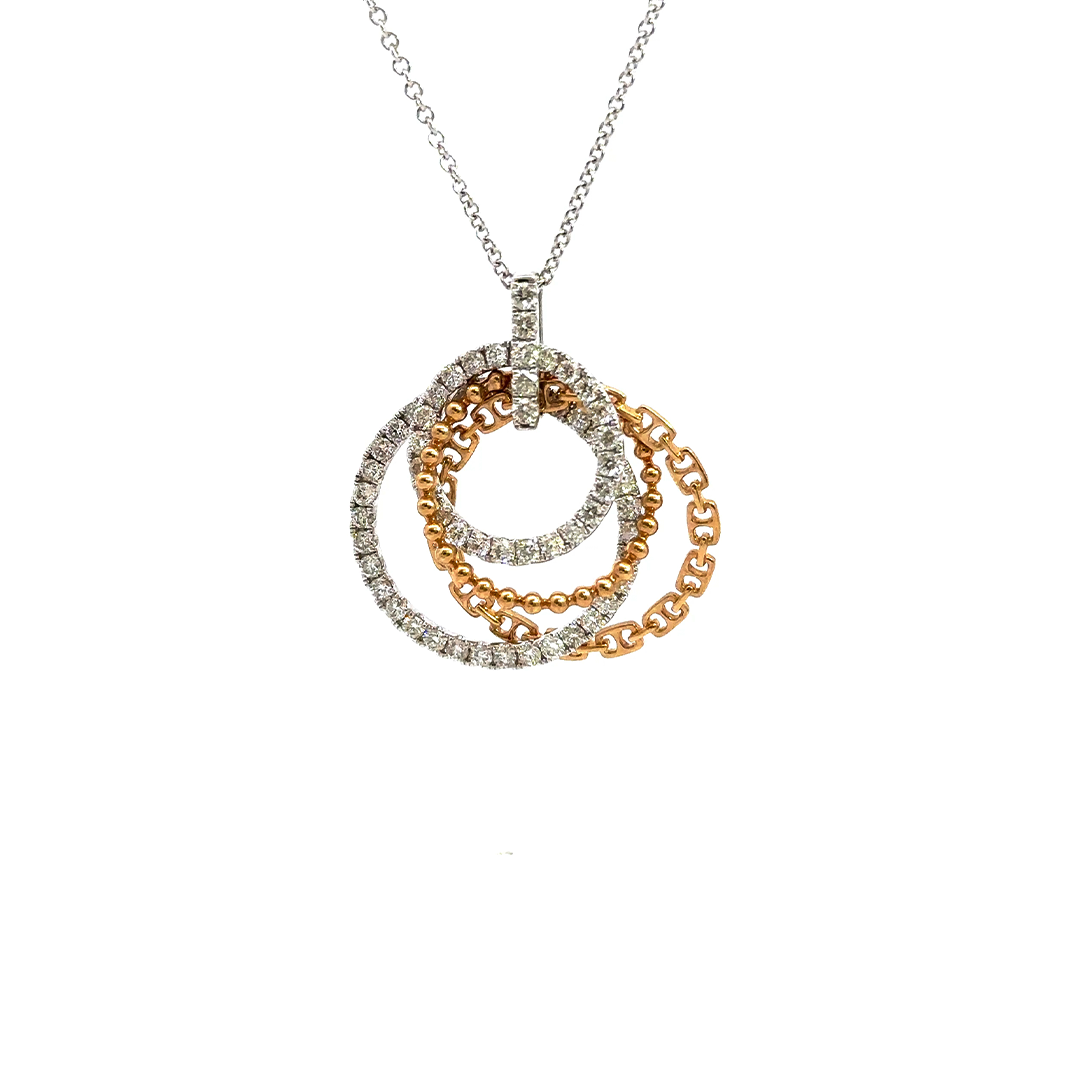" 14K Two-Tone Multi-Circle Diamond Pendant – 2.00 CT"