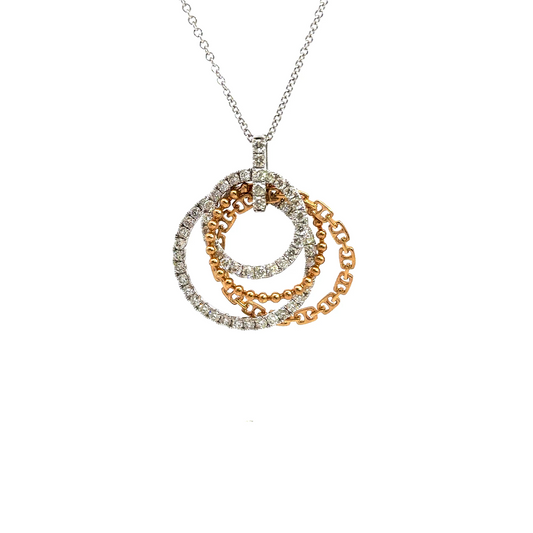" 14K Two-Tone Multi-Circle Diamond Pendant – 2.00 CT"
