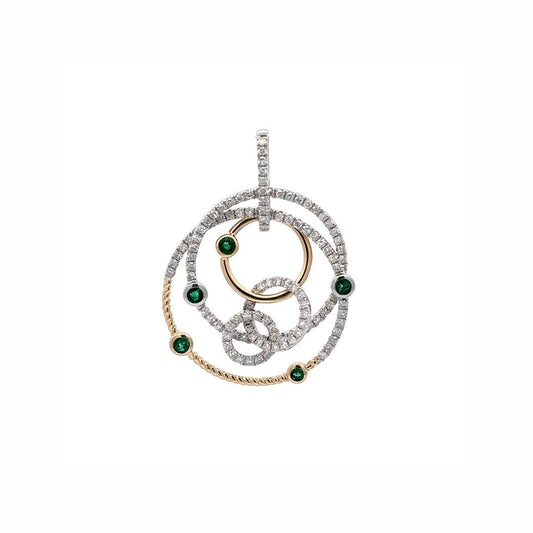 Modern Platinum Pendant with Emerald and Diamond Accents | 0.30CT Emerald · 0.87CT Diamonds