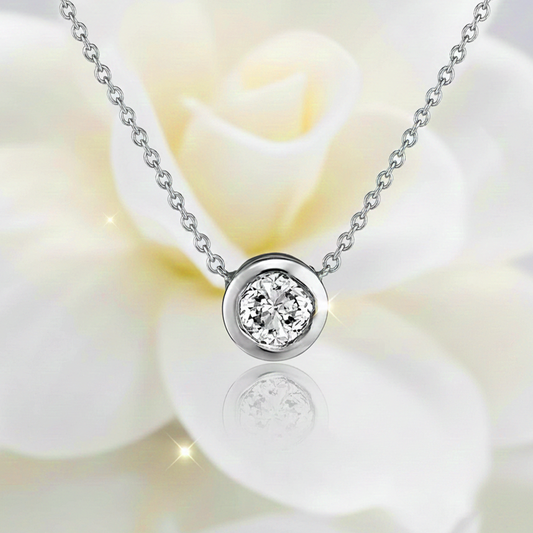 14K Gold 0.25CT Bezel-Set Diamond Solitaire Necklace