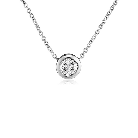 14K Gold 0.25CT Bezel-Set Diamond Solitaire Necklace