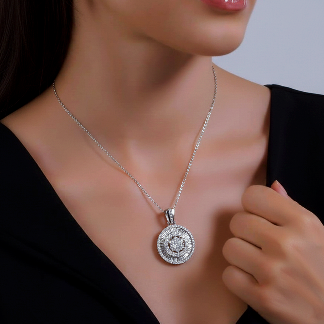 Diamond Cluster Round Pendant (4.44 Carats Total Weight)