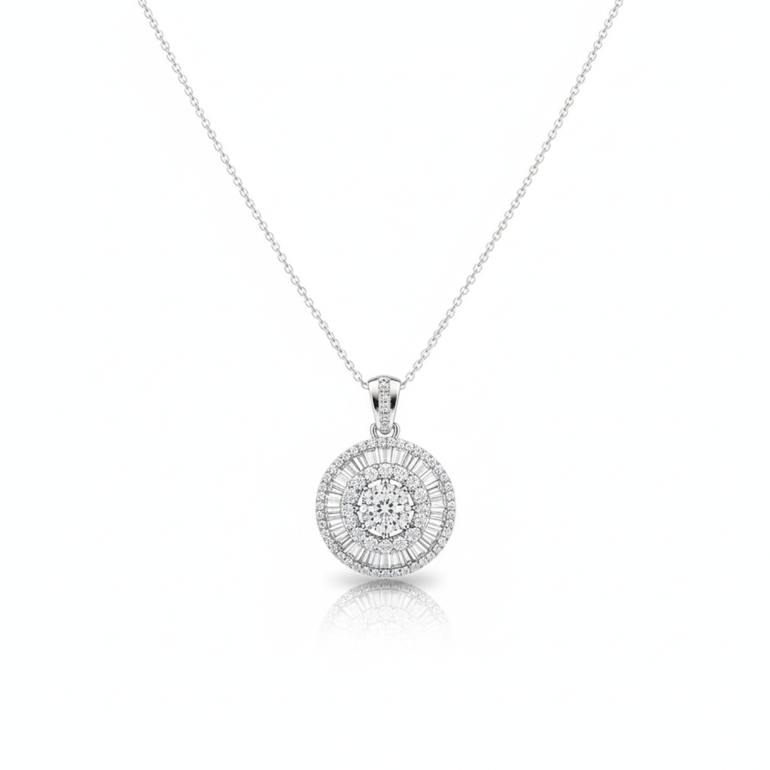 Diamond Cluster Round Pendant (4.44 Carats Total Weight)