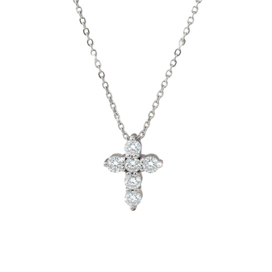 14KT White Gold 2.36 CT Diamond Cross Pendant Necklace