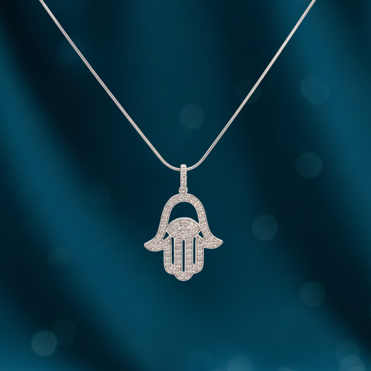 14KT white gold diamond Hamsa pendant (0.75 carats)