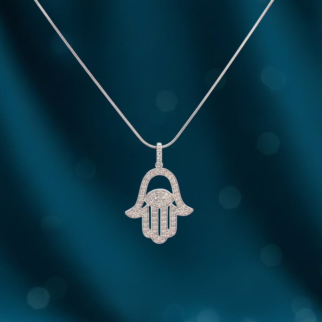 14KT white gold diamond Hamsa pendant (0.75 carats)