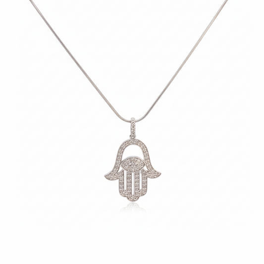 14KT white gold diamond Hamsa pendant (0.75 carats)