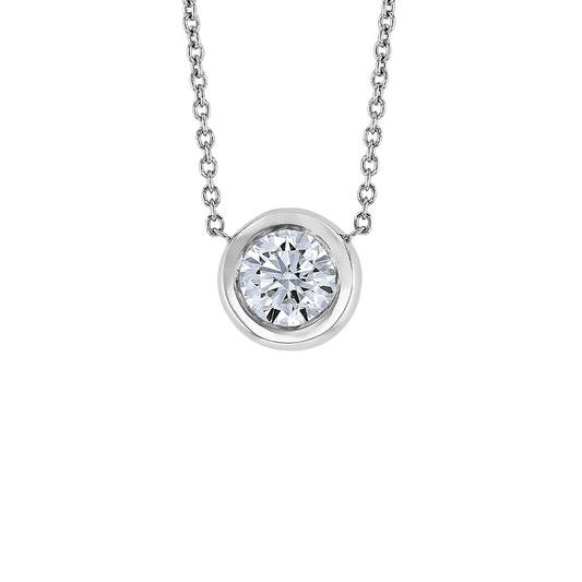 14K Gold 0.31CT Bezel-Set Diamond Solitaire Necklace