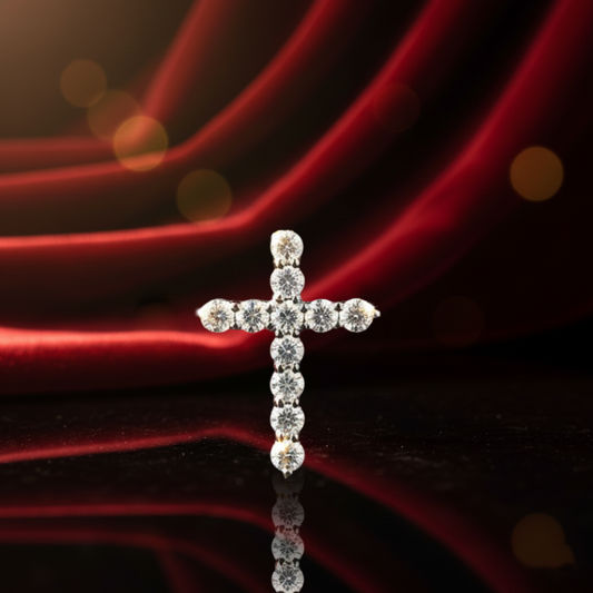 14KT White Gold Fine Diamond Cross Necklace — 1.00 Carat Sparkle & Shine