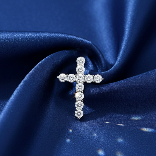 14KT White Gold 1.60 CT Diamond Cross Pendant
