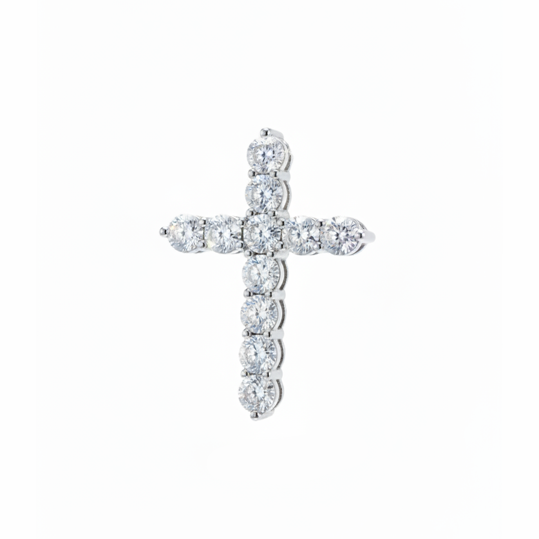 14KT White Gold Diamond Cross Pendant — 2.13 Carats