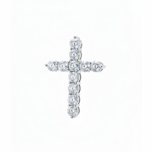 14KT White Gold Diamond Cross Pendant — 2.13 Carats